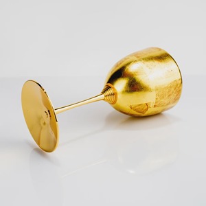 Elegant Round Design Wedding Occasion Metal Glassware Handmade Brass Wine <b>Goblet</b> Gold Rimmed - Product Image 5