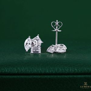 Princess, Marquise, Emerald Cut Lab Grown Diamond Cluster Stud Earrings Geometric Fine Gold OEM Wholesale Custom Design Jewelry - Product Image 4