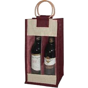 Botella exhibida de Yute natural barata al por mayor bolsas de botella de vino de yute vintage con impresión personalizada - Product Image 1