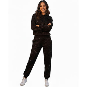 Custom Oversized Rhine Stone Tracksuit 100% Cotton Fleece High GSM Trendy Look Tracksuit <b>For</b> Street Or Casualwear <b>For</b> Unisex - Product Image 3