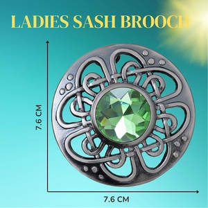 Elegante Broche Escocés con Diseño de Cuadros y Nudo Celta con Piedra Preciosa de 3 Pulgadas de Diámetro - Ideal para Kilts Escoceses y Ropa Formal - Product Image 5