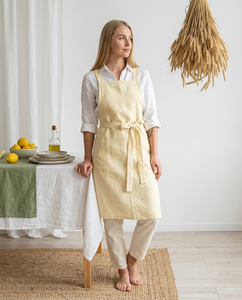 Natural Linen <b>Apron</b> Adjustable Pinafore <b>Apron</b> with Pockets Reusable Woven Kitchen <b>Cooking</b> <b>Apron</b> <b>for</b> Daily Use - Product Image 1