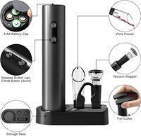 Ensemble ouvre-bouteille électrique 4-en-1 à piles avec verseur, aérateur, bouchon à vide et base de rangement