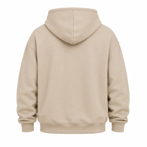Sudadera con Capucha Extra Grande para Hombre, Color Beige, Estilo Urbano, Algodón Grueso, Unisex, Informal, Personalizable con Logotipo - Product Image 6