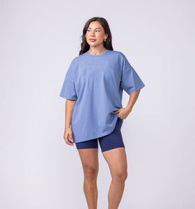 Camiseta Holgada de Cuello Redondo y Manga Corta para Mujer, Color Sólido, Ajuste Holgado, Transpirable, de Algodón Jersey, para Primavera/Verano, Estilo Casual - Product Image 5