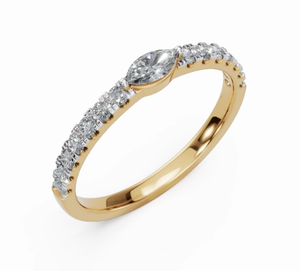 แหวนทองประดับเพชรธรรมชาติ ดีไซน์หรูหรา ทอง 9K 14K 18K สีเหลือง สีโรสโกลด์ สีขาว เครื่องประดับเพชรระยิบระยับ แหวนวงเรียบสำหรับใส่ซ้อนกัน ของขวัญวันครบรอบ - Product Image 1