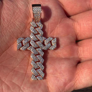 Colgante Cruzado de Moissanita Iced Out con Diamantes, Plata de Ley 925 Bañada en Rodio, Estilo Cadena Cubana, Joyería Hip Hop para Fiesta - Product Image 4