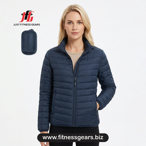 Veste matelassée légère et pliable pour homme, personnalisable OEM, imperméable, col montant, bleu foncé, style Bubble Coat - Product Image 4