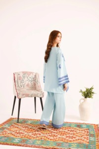 Salwar Kameez de Algodón Bordado Azul Claro para Mujer, Estilo Tradicional Holgado, Ropa Étnica para Fiestas, Estilo India Pakistán, para Todas las Temporadas - Product Image 2