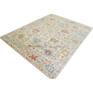 Tapis floral turc noué à la main Oushak exquis 8x10 9x12 10x14 pieds Design floral contemporain antique fait à la main pour le salon" - Product Image 3