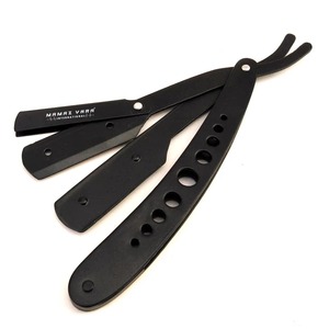 Navaja de Barbero Profesional de Acero Inoxidable Negro con Hoja Recta Tipo Mariposa, Herramienta Clásica para Afeitar, Logotipo Personalizado OEM - Product Image 5