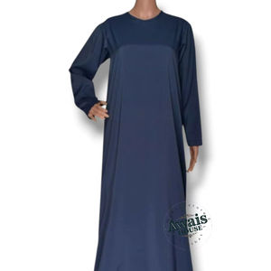 Ensemble 2 pièces de luxe AWAIS HOUSE pour femmes musulmanes, robe longue simple et élégante en satin perlé, coupe trapèze, écologique, vente en gros - Product Image 1