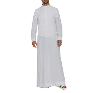 Túnica Árabe Tradicional y Elegante para Hombre, Thawb de Color Sólido en Algodón y Lino, Largo hasta el Suelo, Ligero, Transpirable, de Manga Larga, Informal - Product Image 1