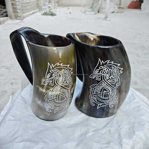 Nouveau design de chopes en corne de bœuf, authentiques cornes à boire vikings, chopes en corne de bœuf authentiques, cornes à bière vikings polies - Product Image 2