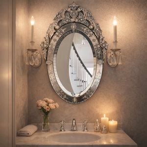 Espejo de Pared de Estilo Antiguo de Lujo |   Espejo Decorativo Veneciano |   Espejo Barroco Vintage Grande para Sala de Estar, Dormitorio o Pasillo - Product Image 3