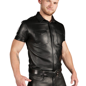 Camisa de Cuero Negra para Hombre, Formal, Sin Mangas, Ecológica, Teñida, Resistente al Viento, Veraniega, Elegante y Cómoda, con Estilo Moderno - Product Image 2