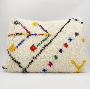 Handmade Hand Knotted Wool Moroccan Rug Pillow Cover | Berber Boho Decorative Cushion Cover for Sofa - Product Image 4