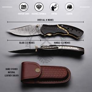 Nouvelle édition du couteau pliant en acier Damas fait main - Couteau de poche tactique de 8 pouces pour hommes, idéal pour le camping, la chasse, la pêche - Product Image 5