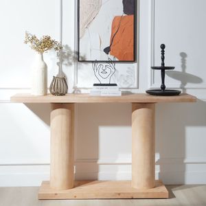 Console en bois moderne et minimaliste de 59 pouces, élégante et décorative, pour entrée ou salon, design colonne sur piédestal - Product Image 1