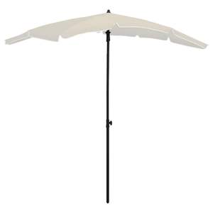 Parasol de jardin en tissu polyester sable 100% avec base en acier de taille moyenne - Product Image 1