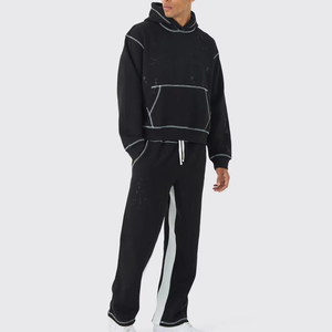 Ensemble sweat à capuche et pantalon de jogging pour homme, streetwear, molleton tricoté épais, décontracté, pour l'hiver, taille à cordon, écologique - Product Image 6