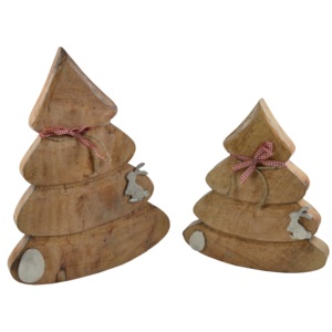 Décorations de Noël en métal et bois à prix avantageux, plusieurs ornements, ensemble de 2 arbres sculptés en bois au meilleur prix - Product Image 1