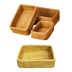 Juego de 3 Cestas/Bandejas Rectangulares de Mimbre RATTAN Duraderas, Fabricante de Bandejas de Mimbre Hechas a Mano OEM ODM - Product Image 1