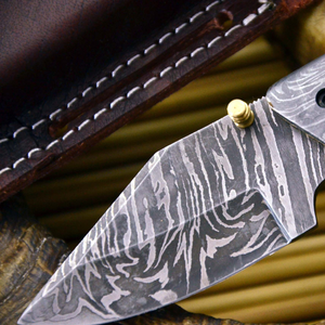 Couteau de chasse en acier Damas impérial, lame droite de 0,6 mm, avec manche en bois, OEM disponible - Product Image 6