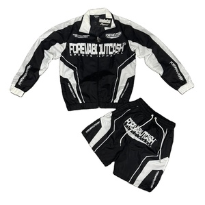 Conjunto Corto Casual para Hombre, Chaqueta Cortavientos con Cordón Ajustable, Botones de Satén y Logotipo Bordado en la Parte Delantera, Alta Calidad - Product Image 1