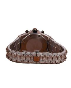 Reloj de Plata con Diamantes de Moissanita, Corte Brillante Redondo, VS1, el Más Vendido, Totalmente Cubierto de Piedras, Movimiento de Cuarzo, Acero Inoxidable - Product Image 1