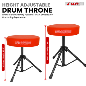 Taburete de Batería de 5 Núcleos Rojos con Asiento Acolchado de Espuma Viscoelástica de 3 Pulgadas de Grosor, Cómodo, Capacidad de 330 Libras, Ajustable - Product Image 3