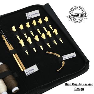 Kit complet d'outils pour extensions capillaires : Pince à sertir plate, Outil à boucle et crochet, Aiguille courbée pour perruque, Pinces de sectionnement pour coiffure, Boîte de perles - Product Image 4