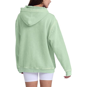 Sudadera con capucha de forro polar para hombre, color verde menta, premium, extragrande, de tejido grueso, estilo vintage, sin estampado. - Product Image 3