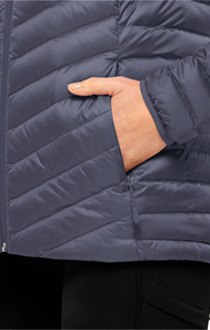 Women's Hooded <b>Quilted</b> <b>Jacket</b> Full Sleeve Winter Polyester Wadding Zipper Closure Solid Color - Product Image 6