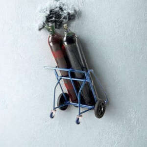 Chariot à bouteilles de gaz en acier robuste pour bouteilles d'oxygène et d'acétylène, pour usage industriel en atelier et en entrepôt - Product Image 2