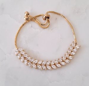 Pulseras de cadena de eslabones delicadas de oro de 14K con diamantes cultivados en laboratorio EF VVS, pulsera de tenis ajustable, pulseras de hoja marquesa de oro - Product Image 5