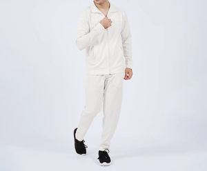 Ensemble de survêtement blanc à capuche pour homme 2026 – Sweat-shirt et pantalon à fermeture éclair, coupe ample, couleur unie, décontracté, pour l'automne, 100 % coton, poids moyen - Product Image 1
