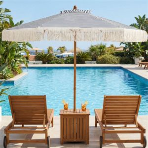 Ombrellone da Patio Boho con Frange e Nappe da 2,5 m, Palo in Alluminio per Giardino e Cortile a Bordo Piscina - Product Image 5