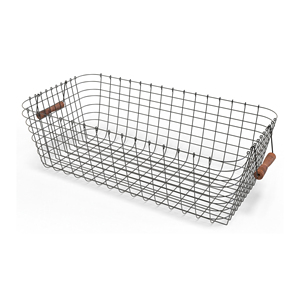 Black Metal <b>Square</b> Wire Storage <b>Basket</b> Rectangle With Handles Multi Purpose Neatening Organizer - Product Image 6