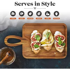 เขียงแกะสลักไม้อะคาเซียแบบมืออาชีพไม้ไผ่ชีสและขนมปังที่ทันสมัยสำหรับบ้านร้านอาหารและการจัดเลี้ยง - Product Image 2