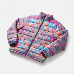 Chaqueta Acolchada Unisex con Estampado Tie Dye, Cuello Alto, Cierre de Cremallera, Resistente al Viento, Chaqueta Casual de Invierno, Corte Regular, Relleno de Poliéster - Product Image 2