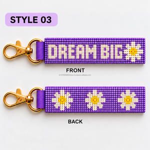 En gros Good Vibes Girl Pwr Porte-clés bracelet perlé double face avec sangle Dream Big, Cadeau d'empouvoirment 'Self Love Stay Wild' avec breloque - Product Image 4