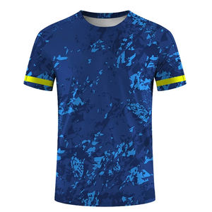 ผ้าถักโพลีเอสเตอร์ผสมคอตตอนสำหรับทีมกีฬา เสื้อยืดแขนสั้นแบบเรียบ ซับลิเมชั่น แห้งเร็ว - Product Image 4