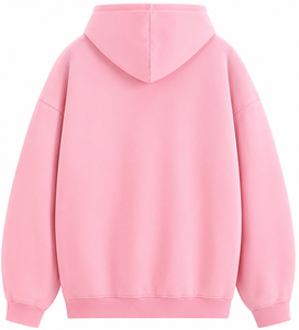 Wholesale Custom <b>Pink</b> Oversized Hoodie Unisex Pullover Streetwear Sweatshirt With Drawstring Hood Kangaroo Pocket Ribbed Cuffs - Product Image 5