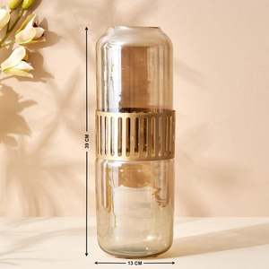 Vase de sol moderne en verre avec anneau métallique, bouche large, décoration de luxe pour la maison, idéal pour un cadeau de pendaison de crémaillère - Résistant à la rouille - Product Image 6