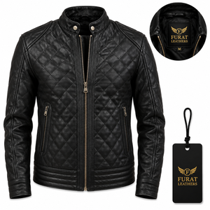 Blouson Bomber en Cuir Noir Matelassé Personnalisé OEM Henry, Style Streetwear, Hiver, Cuir Véritable Marron, Imperméable, Col Montant, Homme - Product Image 1