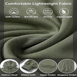 Sweat-shirts à capuche pour hommes en gros, OEM personnalisés, design léger en couleur unie pour l'hiver, sweats-shirts teints en uni - Product Image 6