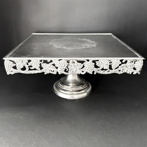 Rectangular Silver <b>Cake</b> <b>Stand</b> Handmade With Grape Vine Pattern Decorative Display Tray - Product Image 3