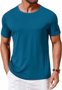 T-shirt classique basique à manches courtes et col rond pour homme, 100 % coton, avec motif lettre brodé, coupe ample, anti-boulochage, idéal pour l'été - Product Image 3