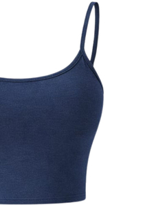 Women's Navy Blue 2-Piece <b>Set</b> Sleeveless Crop Top Drawstring Shorts Solid Knitted Breathable Mesh Lace High Support Casual - Product Image 4